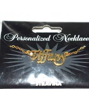 NIP Stravina Presonalized "Tiffany" Rhinestone Accent Gold Tone 15" Necklace